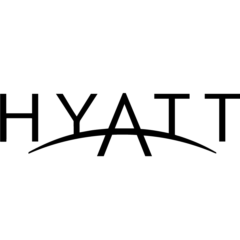 The image features the word "HYATT" in a modern, bold font, with a curved line underneath.
