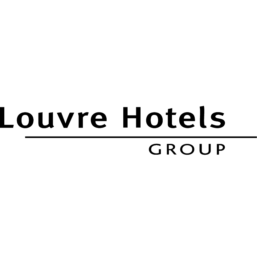 Logo of Louvre Hotels Group, featuring stylized text in black on a white background.