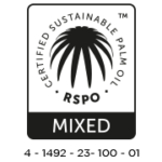 A logo featuring a stylized palm oil tree with the text "Certified Sustainable Palm Oil" and the word "MIXED" beneath it, indicating a certification standard.