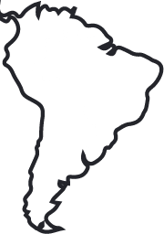 Outline of South America with the northern part resembling a lion's head.