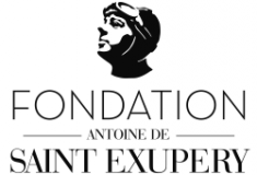 Black-and-white logo for the Fondation Antoine de Saint Exupéry, featuring a stylized portrait above the text “FONDATION ANTOINE DE SAINT EXUPÉRY” in elegant typography.